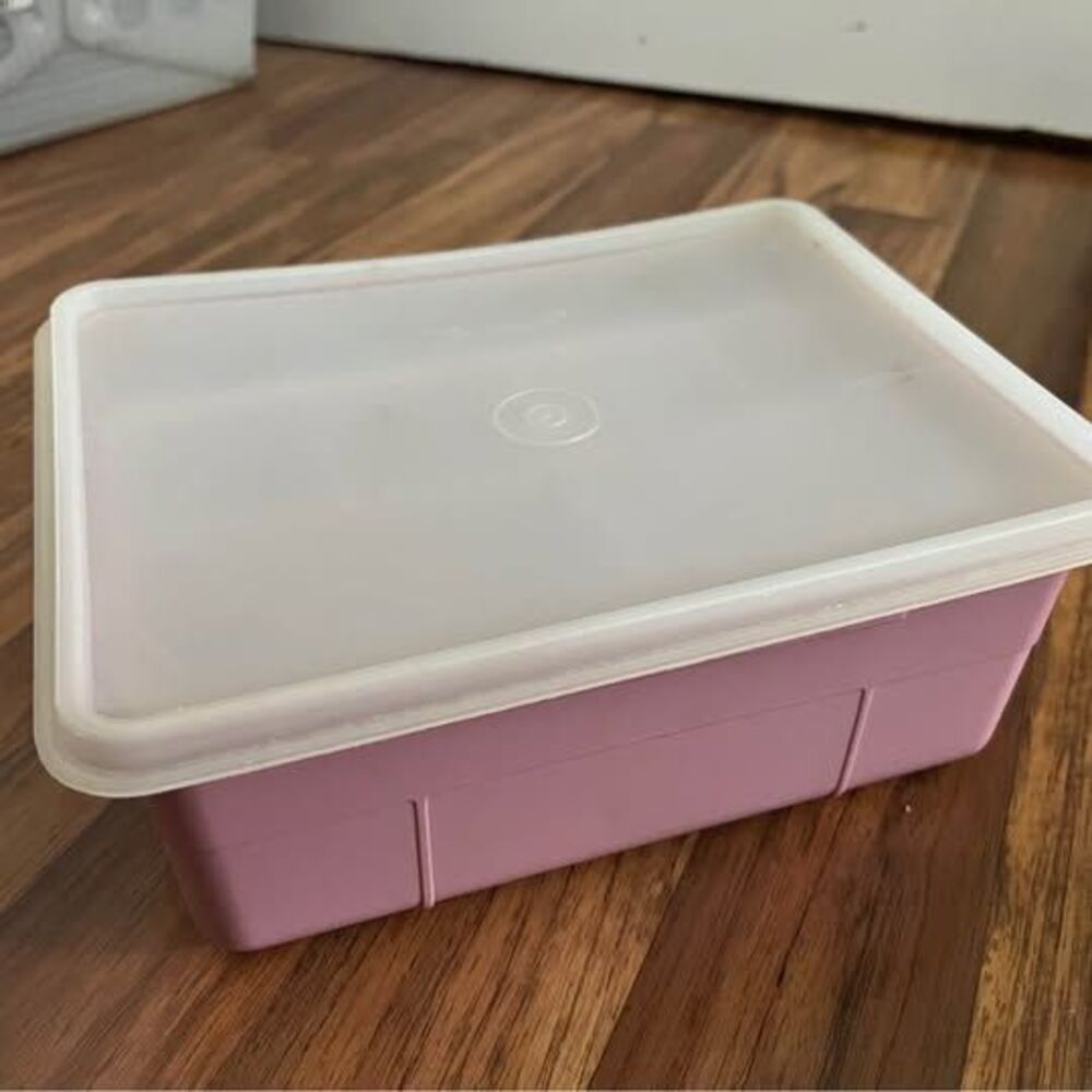 Vintage Tupperware Tuppercraft Pink Storage Box with Tray